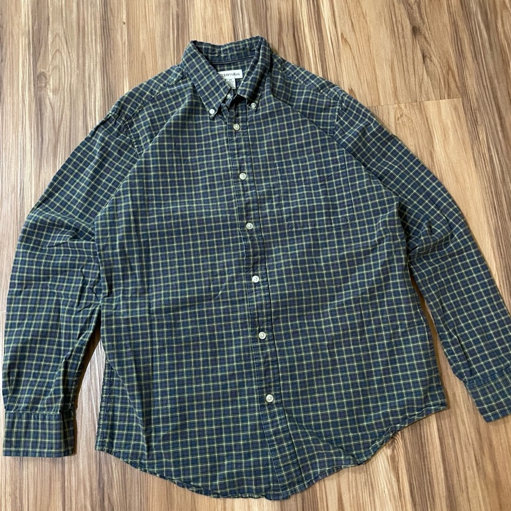 St. John's Bay Navy and Green Checkered Shirt
